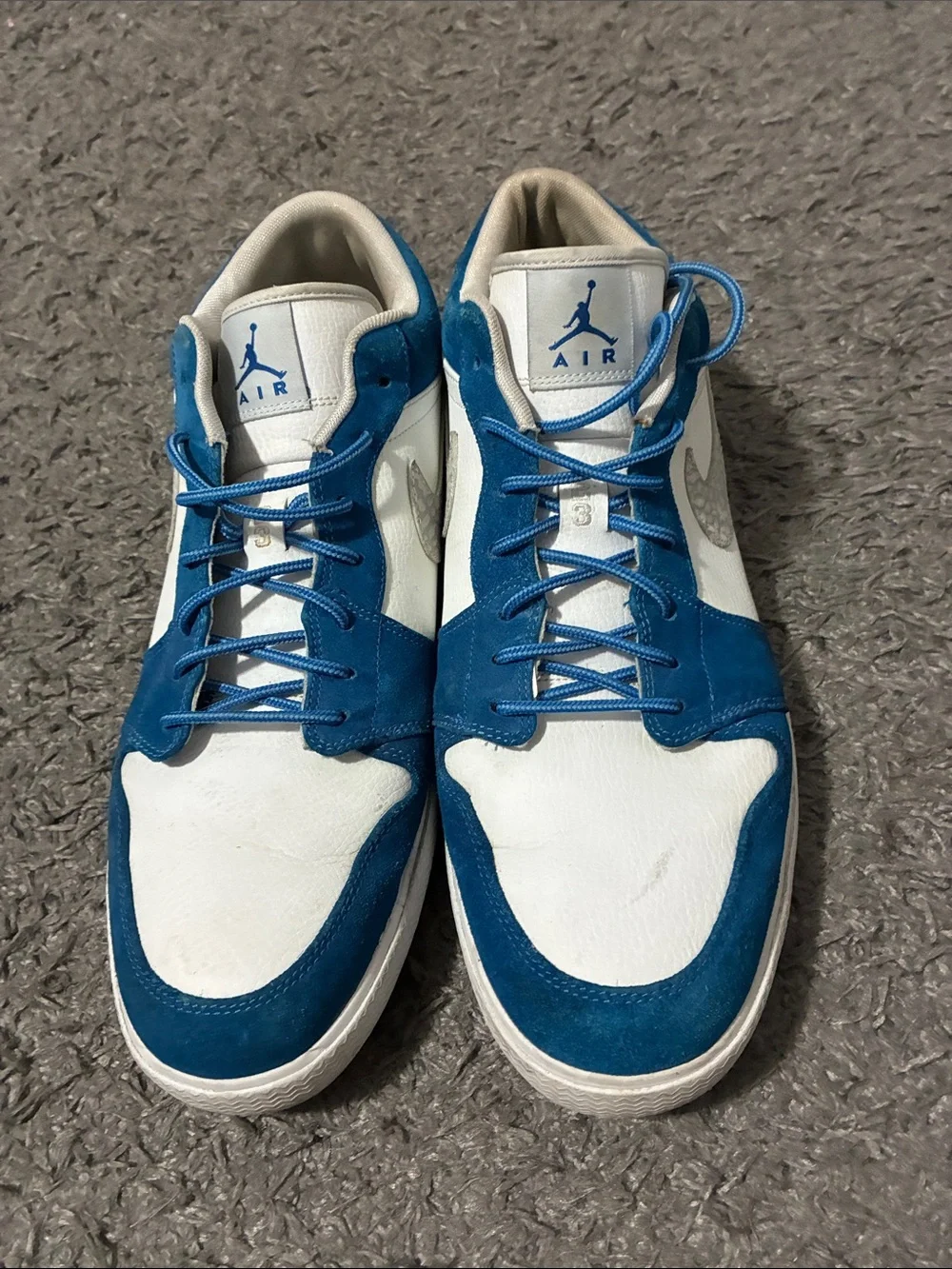 Jordan Blue and White Low-Top Sneakers